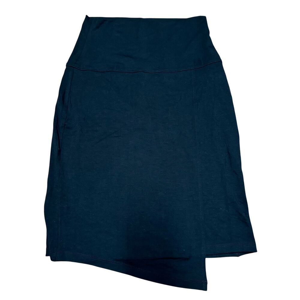 Athleta Women’s Solid Black Seaside Fold Over Faux Wrap Skirt Size XS Midi